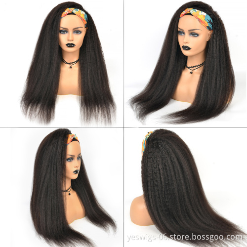 Virgin Brazilian Cuticle Aligned 100%Human Hair Headband Wig For Black Women Wholesale Glueless Non Lace Wig Customized Styles